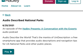 Screenshot of the Audio Described National Parks article