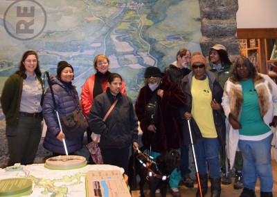 Photo of Testing Audio Description: Group photo of Akron Blind Center representatives visiting Cuyahoga Valley National Park in Ohio (2024)